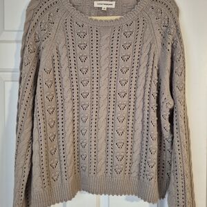 Like NEW Lucky Brand Women's Cable Knit Sweater - Wheat Heather Color